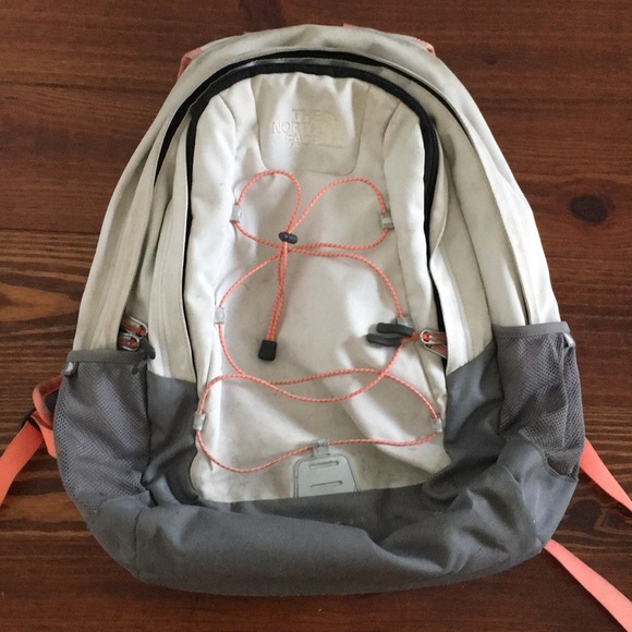 north face cream backpack